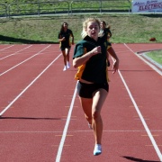 Katelyn Satherley winner of the 100m at Jnr Athletics Day Cooks Gardens, March 2016.