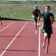 Connor Munro wins the 200m sprint at Jnr Athletics Day Cooks Gardens, March 2016.