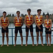 SILVER Medal for men's club coxed four of Sandston; WHS students' Nathan Luff, Guy Thomson, Ben Tijsen-Cox & cox Niamh Mullany, Feb 2017.