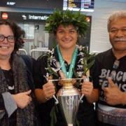 Sandra & Eddie Tofa are massively proud to welcome Women's World Rugby Cup WINNING daughter Sosoli Talawandua (ex WHS student) home from Belfast, Chron 30/8/17.