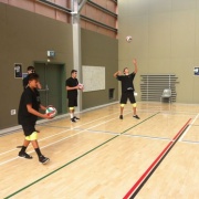 Boys team warming up at NSS Volleyball Champs, Palmerston North, 26 > 31 March 2017.