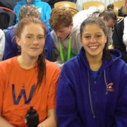 Past & present students Grace Hogan (left) & Alex Forlong had solid performances at the NZ Nat Div 2 meet in Invercargill, March 2016.