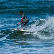 WHS students surfing at Castlecliff Beach, 2017.