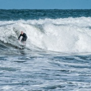 WHS students surfing at Castlecliff Beach, 2017.