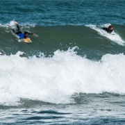 WHS students surfing at Castlecliff Beach, 2017.