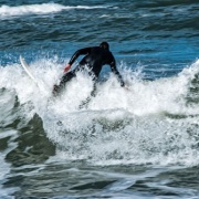 WHS students surfing at Castlecliff Beach, 2017.