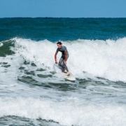 WHS students surfing at Castlecliff Beach, 2017.