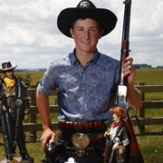 BRADLEY McDOWELL WINS Junior & Overall titles at the NZ Cowboy Action Shooting Champs, Nov 2017.