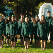Whaea Lynaire (right) and the Kapa Haka group before they performed.