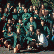 Kapa Haka group with L>R; Cherie, Diane, Martin, Annie, Sean (guitar) and Lynaire.