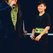 Roman Kotuhi-Brown called up on stage to sing.