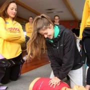 NZ's TOP SURF RESCUE 2018! Past/present students involved: Clarissa Nowak (left), Alex Forlong (right), Sophie Couper, Laura O'Keeffe, Kaya Dobbie and  Matthew & James Newell, Chronicle 25/9/18.
