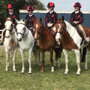 From left: Ella Kingston on Dr Jones, Jaime Hogg on Step It Up, Abbey Peters (St Annes) on Little Miss Sunshine 2, Aliesha Waghorn on Starfire; NI Showhunter Team Champs in Foxton 28-30 September 2018.  
