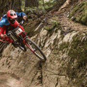 SAM BLENKINSOP (ex student) WINS WORLD TITLE at the Canadian Open Downhill track at Crankworx Whistler, Chronicle 22/8/18.