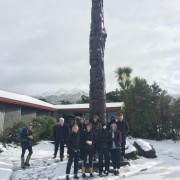 Mr Watkins OAS1 class tramping all the way down to Dawson Falls, Mt Taranaki, 7/6/18.