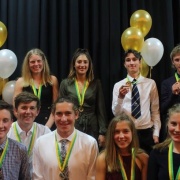 Rebecca Benge (back, 2nd left) - BLUE AWARD (highest level of their sport at secondary school level) - NZ Team,  World Mounted Games Equestrian; WHS Sports Awards 18/10/18.