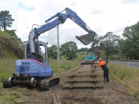 Track sets being made by track gang team near the Waitekauri Bridge.