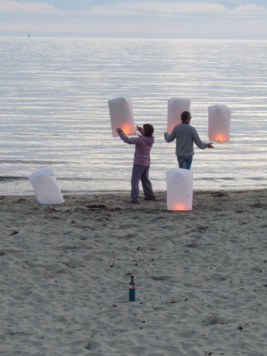 Chinese lanterns at sunset